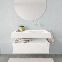 Mondiaz Alan badmeubel 100cm Talc 1 lade - Cloud wastafel Talc rechts - zonder kraangat