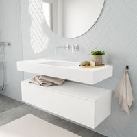 Mondiaz Alan badmeubel 120cm Talc 1 lade - Cloud wastafel Talc midden - zonder kraangat