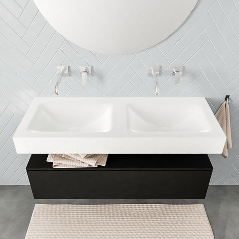 Mondiaz Alan badmeubel 120cm Urban 1 lade - Cloud wastafel Talc dubbel - zonder kraangat