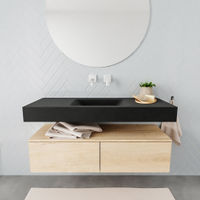Mondiaz Alan badmeubel 120cm Washed Oak 2 lades - Cloud wastafel Urban midden - zonder kraangat