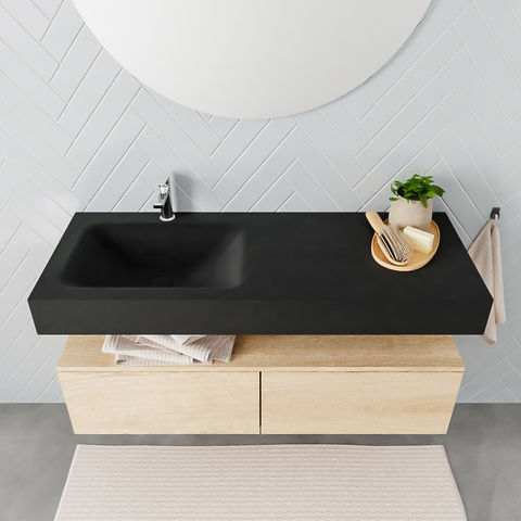 Mondiaz Alan badmeubel 120cm Washed Oak 2 lades - Cloud wastafel Urban links - 1 kraangat