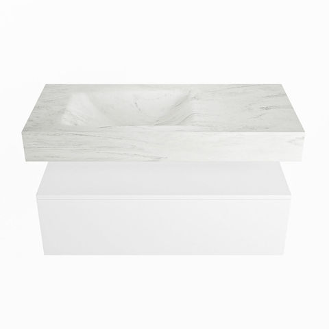 Mondiaz Alan Dlux badmeubel 100cm Talc - Cloud wastafel Opalo links - zonder kraangat