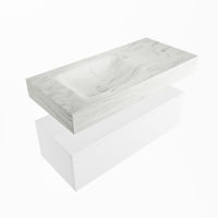 Mondiaz Alan Dlux badmeubel 100cm Talc - Cloud wastafel Opalo links - met 1 kraangat
