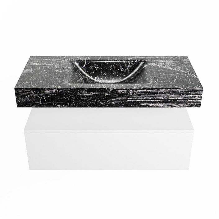 Mondiaz Alan Dlux badmeubel 100cm Talc - Cloud wastafel Lava midden - met 1 kraangat