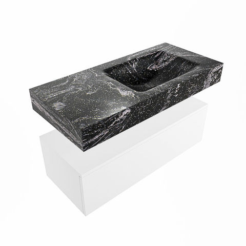Mondiaz Alan Dlux badmeubel 100cm Talc - Cloud wastafel Lava rechts - met 1 kraangat