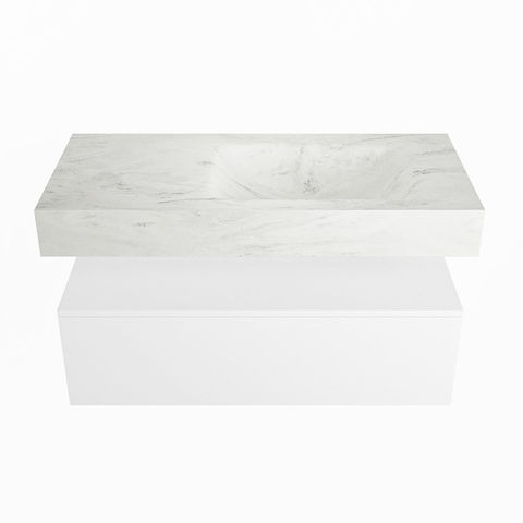 Mondiaz Alan Dlux badmeubel 100cm Talc - Cloud wastafel Opalo rechts - met 1 kraangat