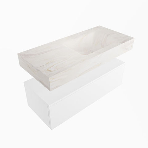 Mondiaz Alan Dlux badmeubel 100cm Talc - Cloud wastafel Ostra rechts - met 1 kraangat