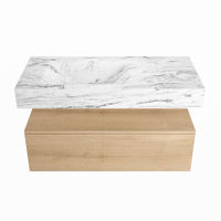 Mondiaz Alan Dlux badmeubel 100cm Washed Oak - Cloud wastafel Glace links - met 1 kraangat