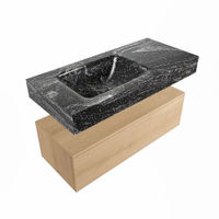 Mondiaz Alan Dlux badmeubel 100cm Washed Oak - Cloud wastafel Lava links - met 1 kraangat