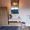 Mondiaz Alan Dlux badmeubel 100cm Washed Oak - Cloud wastafel Opalo midden - zonder kraangat