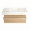 Mondiaz Alan Dlux badmeubel 100cm Washed Oak - Cloud wastafel Frappe midden - met 1 kraangat