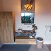 Mondiaz Alan Dlux badmeubel 100cm Washed Oak - Cloud wastafel Lava rechts - zonder kraangat