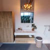 Mondiaz Alan Dlux badmeubel 100cm Washed Oak - Cloud wastafel Opalo rechts - zonder kraangat