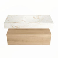 Mondiaz Alan Dlux badmeubel 100cm Washed Oak - Cloud wastafel Frappe rechts - met 1 kraangat