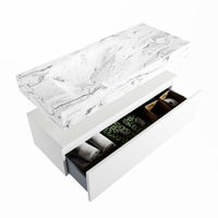Mondiaz Alan Dlux badmeubel 110cm Talc - Cloud wastafel Glace links - zonder kraangat