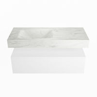 Mondiaz Alan Dlux badmeubel 110cm Talc - Cloud wastafel Opalo links - met 1 kraangat