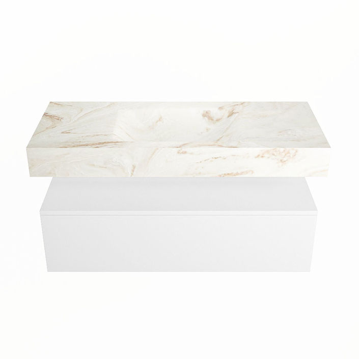 Mondiaz Alan Dlux badmeubel 110cm Talc - Cloud wastafel Frappe midden - met 1 kraangat
