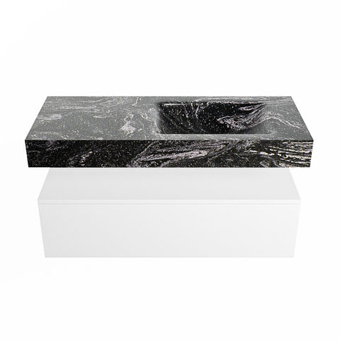 Mondiaz Alan Dlux badmeubel 110cm Talc - Cloud wastafel Lava rechts - met 1 kraangat