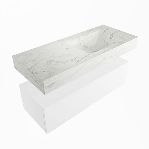 Mondiaz Alan Dlux badmeubel 110cm Talc - Cloud wastafel Opalo rechts - met 1 kraangat
