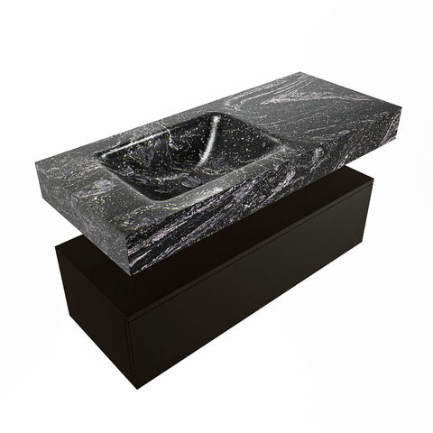 Mondiaz Alan Dlux badmeubel 110cm Urban - Cloud wastafel Lava links - met 1 kraangat