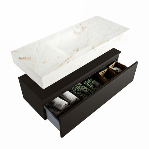 Mondiaz Alan Dlux badmeubel 110cm Urban - Cloud wastafel Frappe midden - zonder kraangat