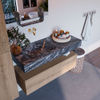 Mondiaz Alan Dlux badmeubel 110cm Washed Oak - Cloud wastafel Lava links - zonder kraangat