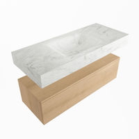 Mondiaz Alan Dlux badmeubel 110cm Washed Oak - Cloud wastafel Opalo midden - zonder kraangat