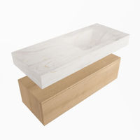 Mondiaz Alan Dlux badmeubel 110cm Washed Oak - Cloud wastafel Ostra rechts - zonder kraangat