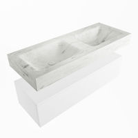 Mondiaz Alan Dlux badmeubel 120cm Talc - Cloud wastafel Opalo dubbel - zonder kraangat