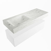 Mondiaz Alan Dlux badmeubel 120cm Talc - Cloud wastafel Opalo links - zonder kraangat