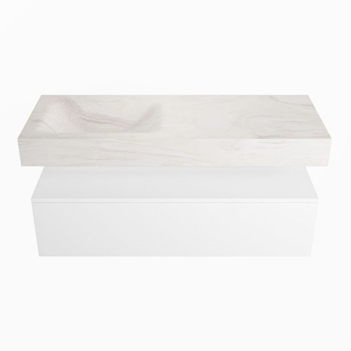 Mondiaz Alan Dlux badmeubel 120cm Talc - Cloud wastafel Ostra links - zonder kraangat
