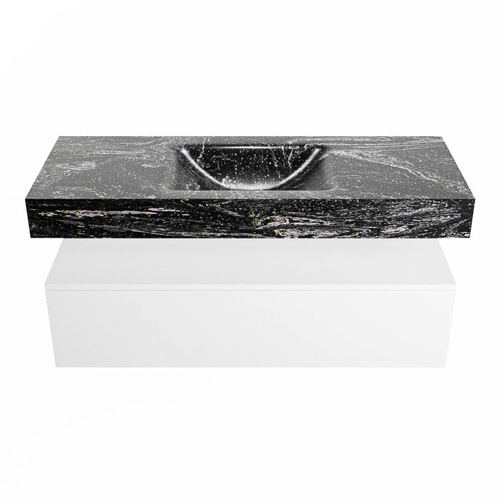 Mondiaz Alan Dlux badmeubel 120cm Talc - Cloud wastafel Lava midden - zonder kraangat