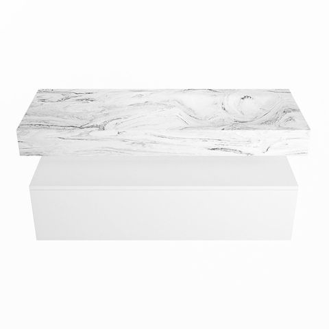 Mondiaz Alan Dlux badmeubel 120cm Talc - Cloud wastafel Glace rechts - zonder kraangat