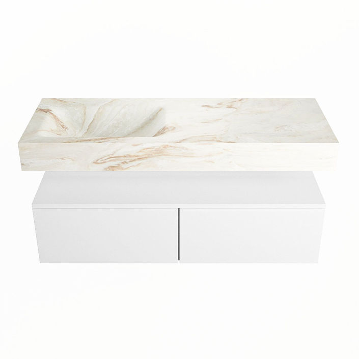 Mondiaz Alan Dlux badmeubel 120cm Talc - Cloud wastafel Frappe links - zonder kraangat
