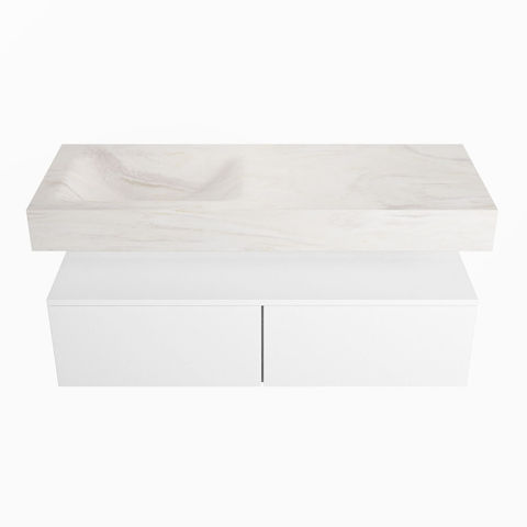 Mondiaz Alan Dlux badmeubel 120cm Talc - Cloud wastafel Ostra links - zonder kraangat