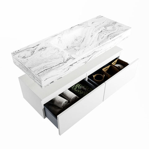 Mondiaz Alan Dlux badmeubel 120cm Talc - Cloud wastafel Glace midden - zonder kraangat
