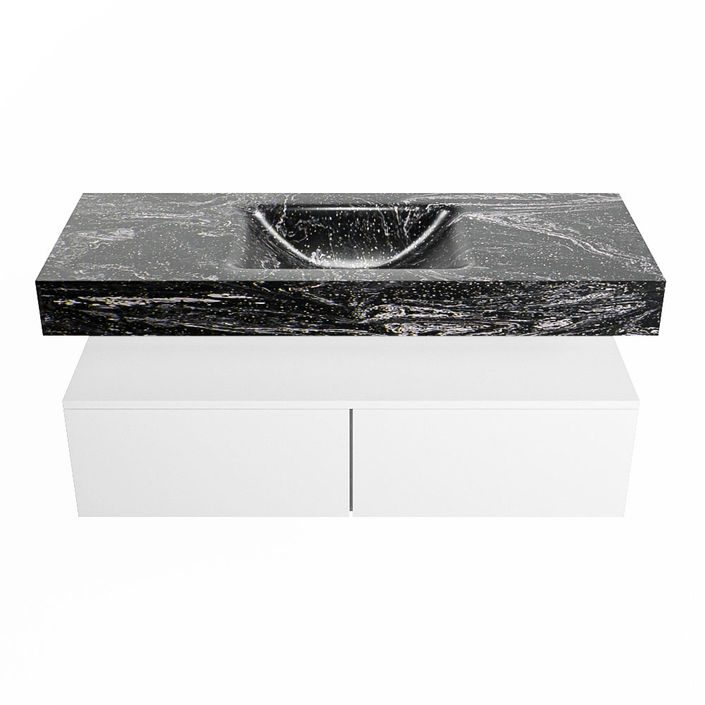 Mondiaz Alan Dlux badmeubel 120cm Talc - Cloud wastafel Lava midden - zonder kraangat