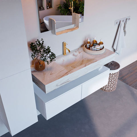 Mondiaz Alan Dlux badmeubel 120cm Talc - Cloud wastafel Frappe midden - met 1 kraangat