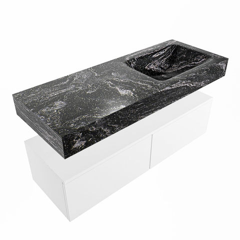 Mondiaz Alan Dlux badmeubel 120cm Talc - Cloud wastafel Lava rechts - zonder kraangat