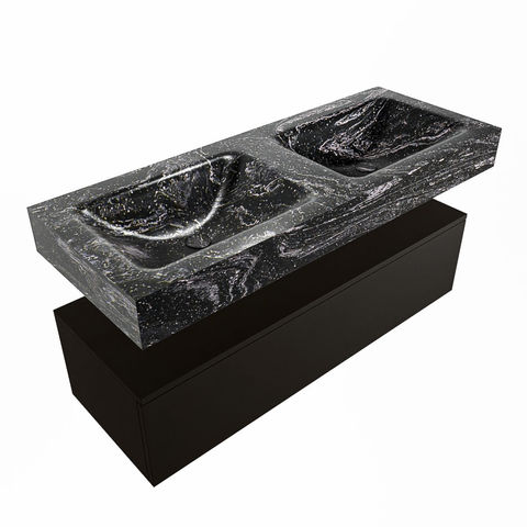 Mondiaz Alan Dlux badmeubel 120cm Urban - Cloud wastafel Lava dubbel - zonder kraangat