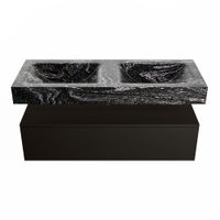 Mondiaz Alan Dlux badmeubel 120cm Urban - Cloud wastafel Lava dubbel - met 2 kraangaten
