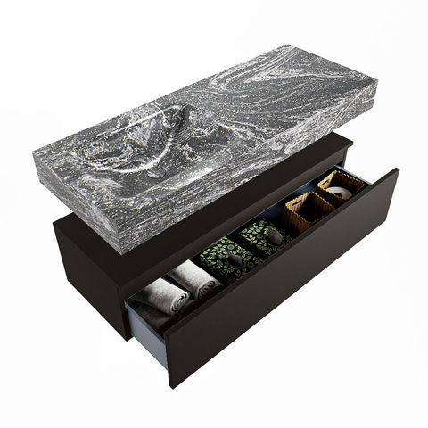 Mondiaz Alan Dlux badmeubel 120cm Urban - Cloud wastafel Lava links - zonder kraangat