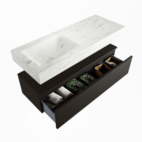 Mondiaz Alan Dlux badmeubel 120cm Urban - Cloud wastafel Opalo links - zonder kraangat