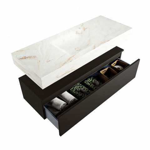 Mondiaz Alan Dlux badmeubel 120cm Urban - Cloud wastafel Frappe midden - met 1 kraangat