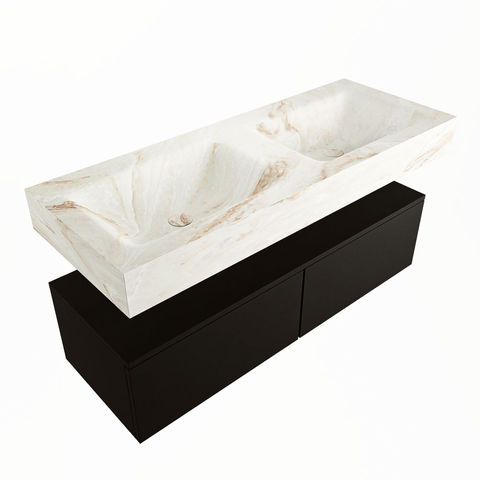 Mondiaz Alan Dlux badmeubel 120cm Urban - Cloud wastafel Frappe dubbel - met 2 kraangaten