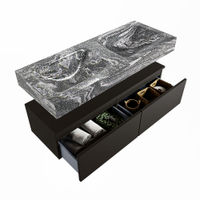 Mondiaz Alan Dlux badmeubel 120cm Urban - Cloud wastafel Lava dubbel - met 2 kraangaten