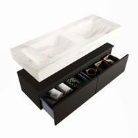 Mondiaz Alan Dlux badmeubel 120cm Urban - Cloud wastafel Ostra dubbel - met 2 kraangaten