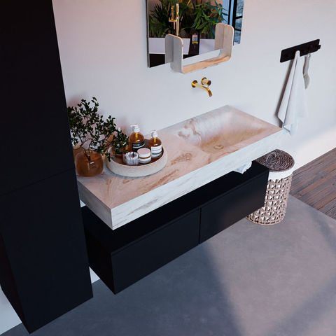 Mondiaz Alan Dlux badmeubel 120cm Urban - Cloud wastafel Frappe rechts - zonder kraangat