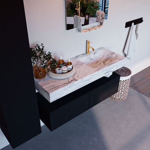 Mondiaz Alan Dlux badmeubel 120cm Urban - Cloud wastafel Glace rechts - met 1 kraangat