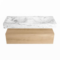 Mondiaz Alan Dlux badmeubel 120cm Washed Oak - Cloud wastafel Glace dubbel - zonder kraangat